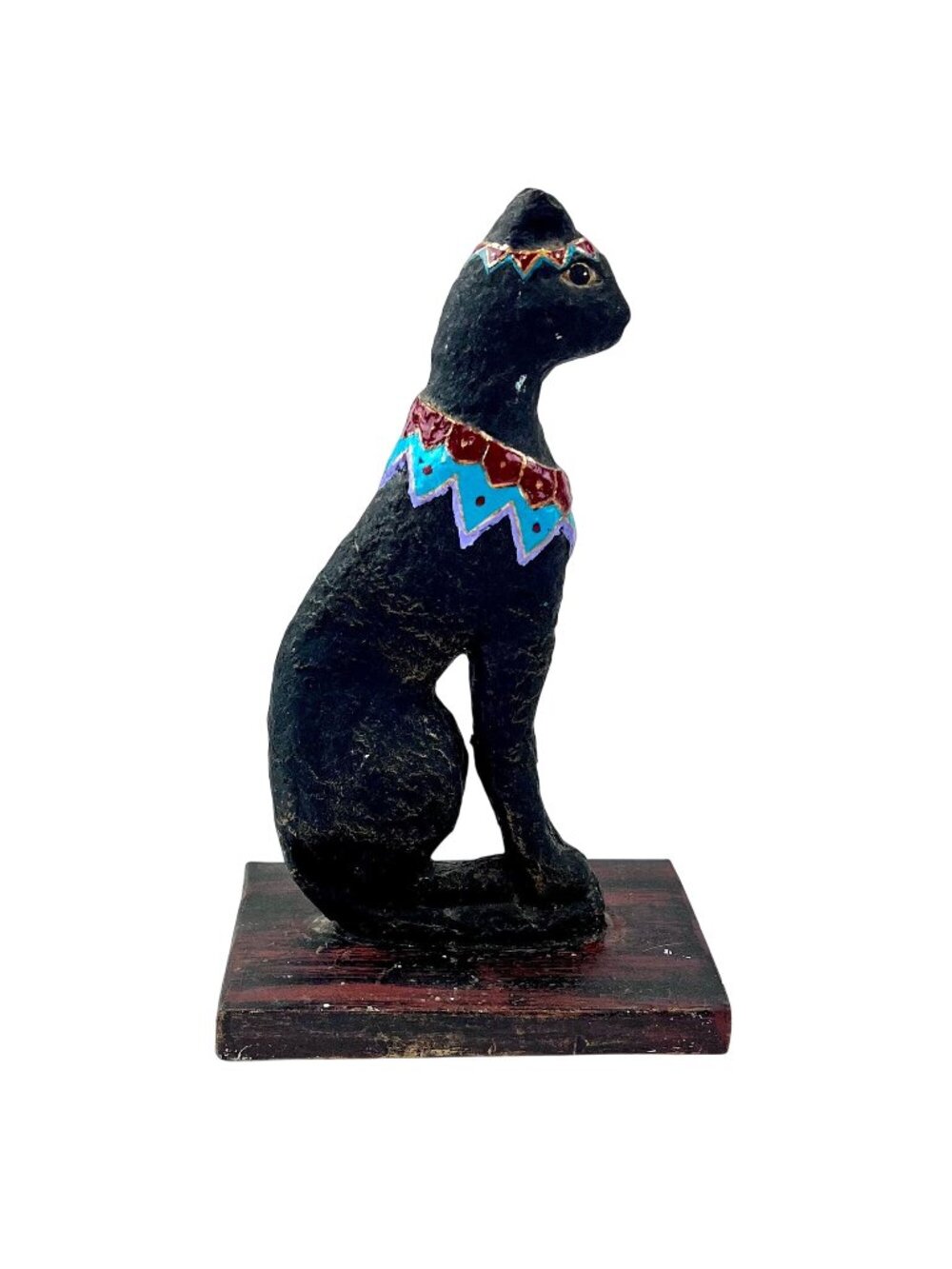 Vintage 1995 Otagiri Egyptian Bastet Black Cat Figurine Intact Wood-look Base